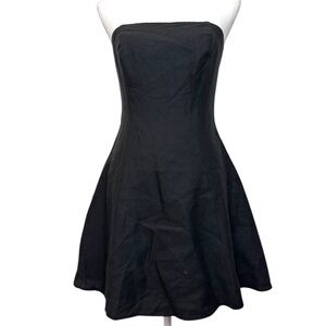Favorite Daughter Mini Linen Black Strapless Dress Size 4 The Favorite Fit Flare